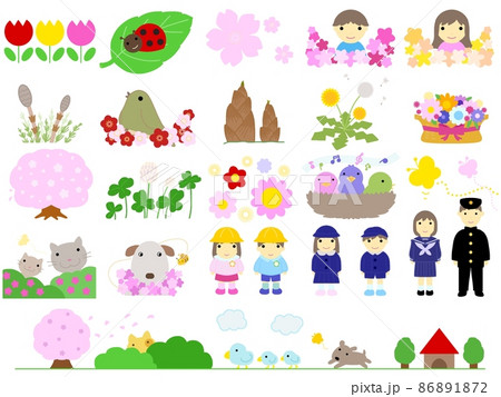 春の素材　輪郭無し 86891872