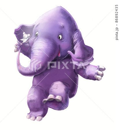 cute cartoon elephant with little white mouse 86892435
