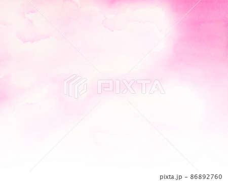 水彩で描かれた抽象的な夕空と白い雲が上から下へグラデーションで薄くなる背景イラスト 横 水彩で描かれた抽象的な夕空と白い雲が上から下へグラデーションで薄くなる背景イラスト 横 86892760