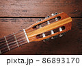 Guitar head and part of the guitar fingerboard. 86893170
