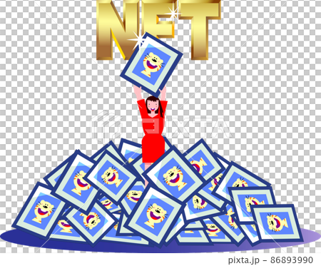 NFTアートを保有して喜ぶ女性 NFTアートを保有して喜ぶ女性 86893990