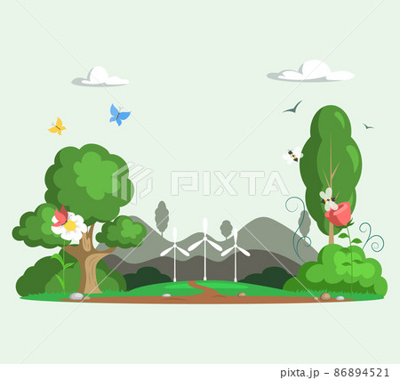 Landscape with ecology concept. Environmental ecosystem in rural areas. Nature ecology element 86894521