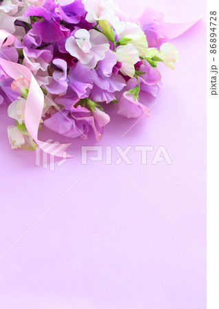 スイートピーの花束　パープル系 86894728