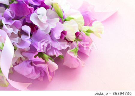 スイートピーの花束　パープル系 86894730