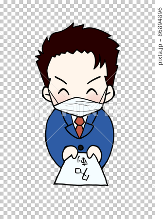 一個戴著面具和交換名片的商人 86894896