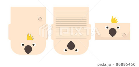 Cute lovely parrot letter writing stationery paper laser cutting card template. Animal design for greeting, invitation, thank you cards. Vector stock illustration. Cute lovely parrot letter writing stationery paper laser cutting card template. Animal design for greeting, invitation, thank you cards. Vector stock illustration. 86895450