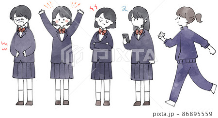人物イラストセット_女子高生 86895559