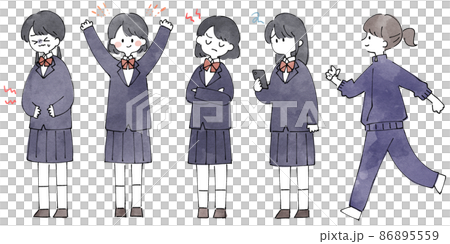 人物イラストセット_女子高生 86895559