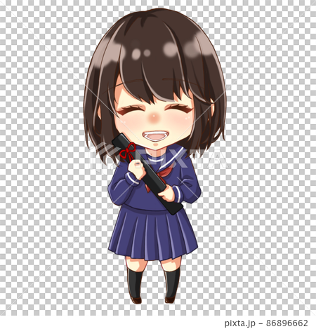 Graduation sailor suit smiling girl illustration 86896662