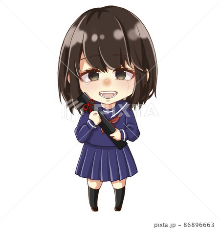 卒業　セーラー服　泣いている女の子　イラスト 86896663
