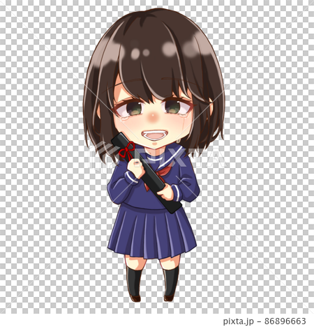 卒業　セーラー服　泣いている女の子　イラスト 86896663
