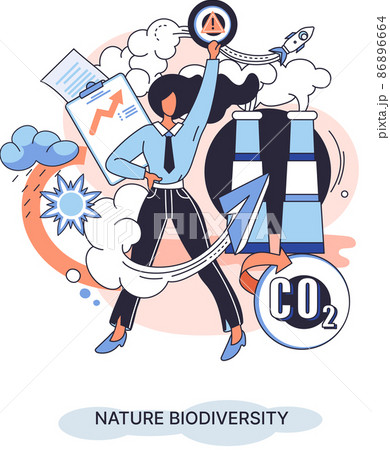 Nature biodiversity vector illustration set mother earth climate change awareness ecological concept. Creative metaphor 86896664