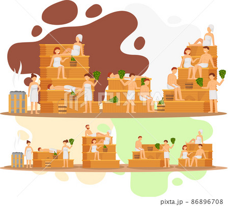 Sauna and steam room. Set of people in sauna.... - Stock Illustration  [86896708] - PIXTA