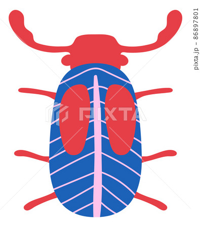 Hand drawn bug with stripe patterned wings in decorative doodle style 86897801