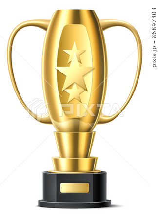 Golden trophy award. Shiny first place prize 86897803