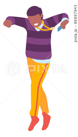 Boy in headphones dancing. Young man enjoying music Boy in headphones dancing. Young man enjoying music 86897843