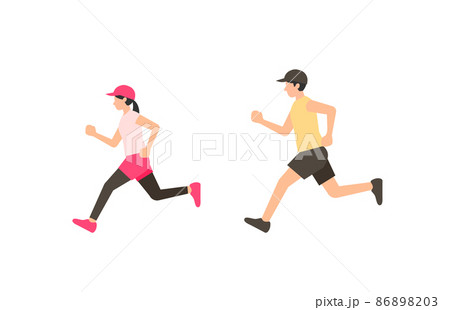 ランニングする男女 ランニングする男女 86898203