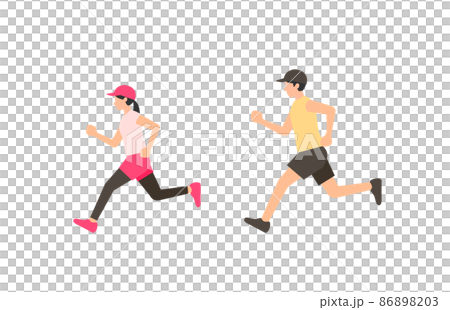 ランニングする男女 ランニングする男女 86898203