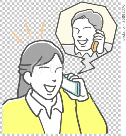 上司からの電話に、笑顔で対応する女性会社員 86898370