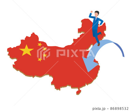 中国への出張転勤のイメージイラスト