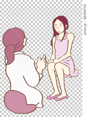 精神科檢查 一個有憂鬱表情的人格障礙女性的插圖 簡單 精神科檢查 一個有憂鬱表情的人格障礙女性的插圖 簡單 86898702