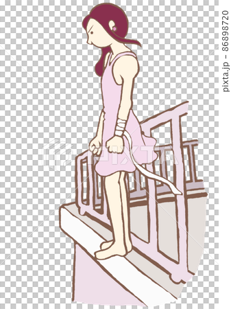 パーソナリティ障害　ビルから飛び降りようとする女性のイラスト　シンプル 86898720