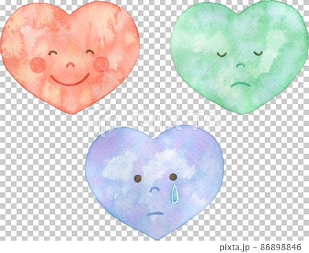 【セット素材】いろいろな表情のハートのイラスト(キャラクター) 86898846