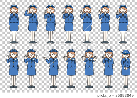 警察のいろいろなポーズセット　女性 86898849