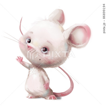 cute lovely cartoon white mouse portrait with striped sweater 86899194