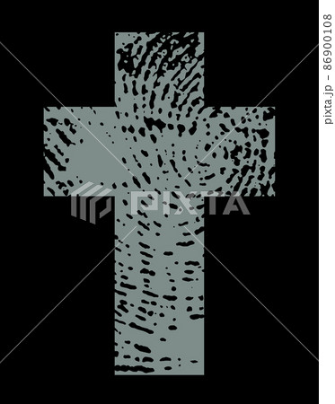 Fingerprint Cross. Vector drawing black pattern 86900108