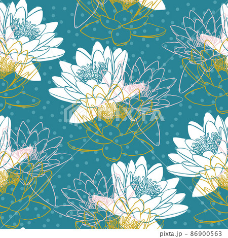 Seamless pattern with water lilies 86900563