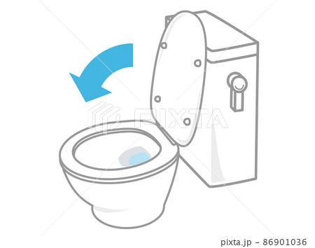 トイレの蓋を閉めて流すことを推奨するイラスト 感染症対策のイラスト素材