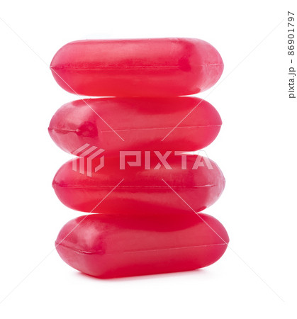 Pieces of pink soap isolated on white background Pieces of pink soap isolated on white background 86901797
