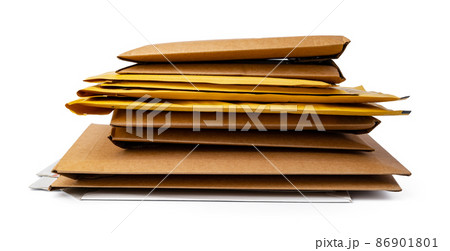 Stack of envelopes on white background 86901801