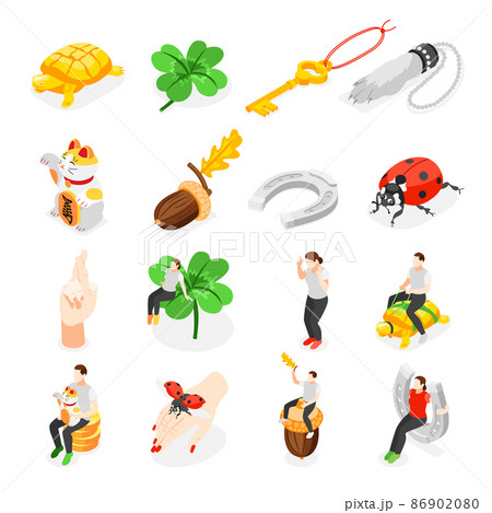 Lucky Symbols Isometric Icons Set 86902080