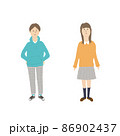 学生　男女のイラスト（上着なしver） 86902437