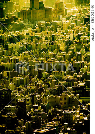 東京のビル群と夕暮れの空 東京のビル群と夕暮れの空 86903246