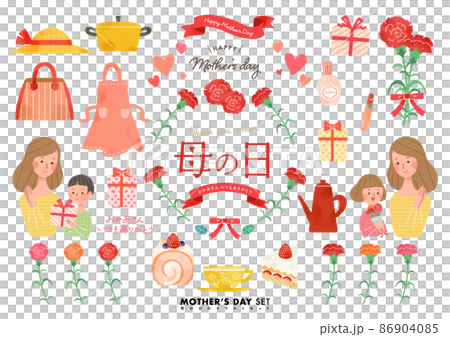 母の日の水彩風イラストセット 母の日の水彩風イラストセット 86904085