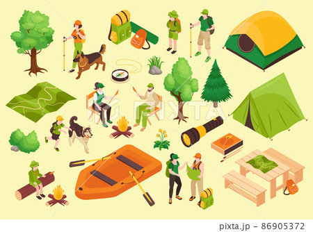 Isometric Camping Icons Collection 86905372