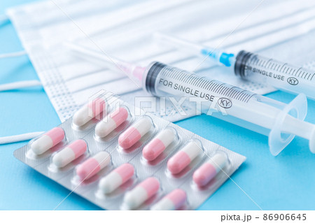 医療イメージ(マスク 薬 注射器 ワクチン) 医療イメージ(マスク 薬 注射器 ワクチン) 86906645