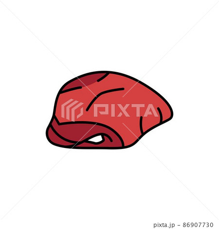 Beef liver color line icon. Cutting meat. 86907730