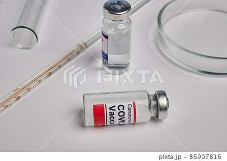 Covid Vaccine and Chemical Glassware - Labs Photo 86907816