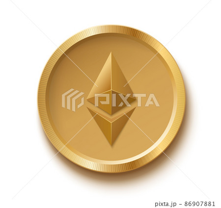Ethereum coin isolated. Gold ethereum symbol. 86907881