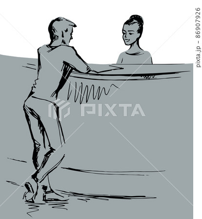 The person at the reception desk. Vector drawing The person at the reception desk. Vector drawing 86907926