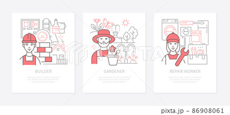 Modern professions - modern line design style banners set Modern professions - modern line design style banners set 86908061