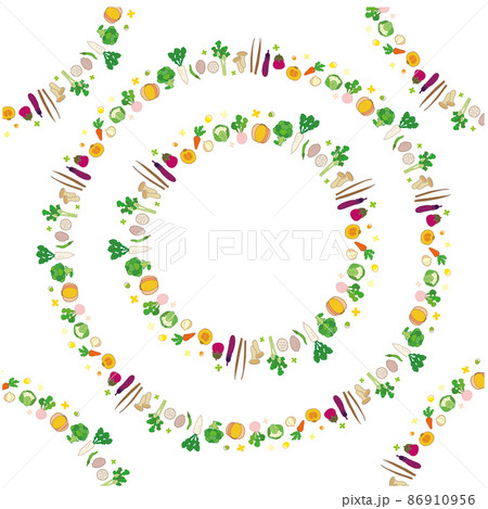 野菜のフレーム 円形 背景 野菜のフレーム 円形 背景 86910956
