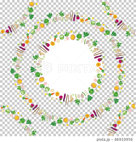野菜のフレーム 円形 背景 野菜のフレーム 円形 背景 86910956