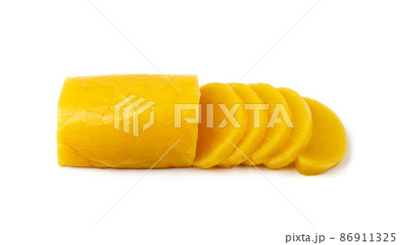 Pickled Daikon Bars Isolated, Marinated Yellow Radish 86911325