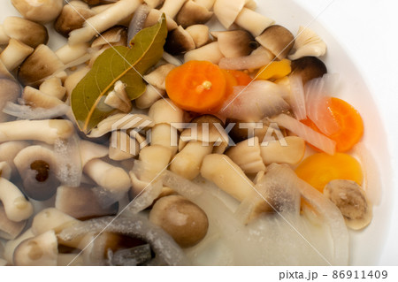 Pickled Straw Mushrooms Isolated 86911409