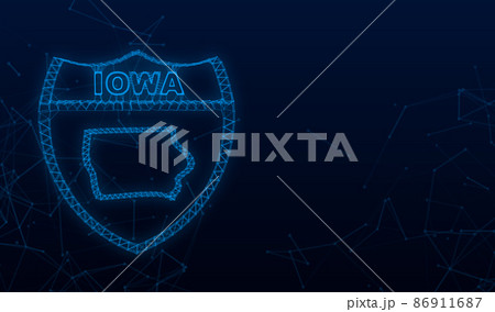 Iowa state map outline Plexus icon. Vector illustration 86911687